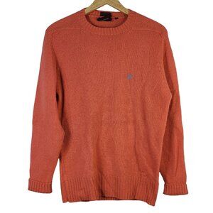 Ralph Lauren Chaps Mens Shetland Wool Sweater Orange Large Pullover Ribbed VTG